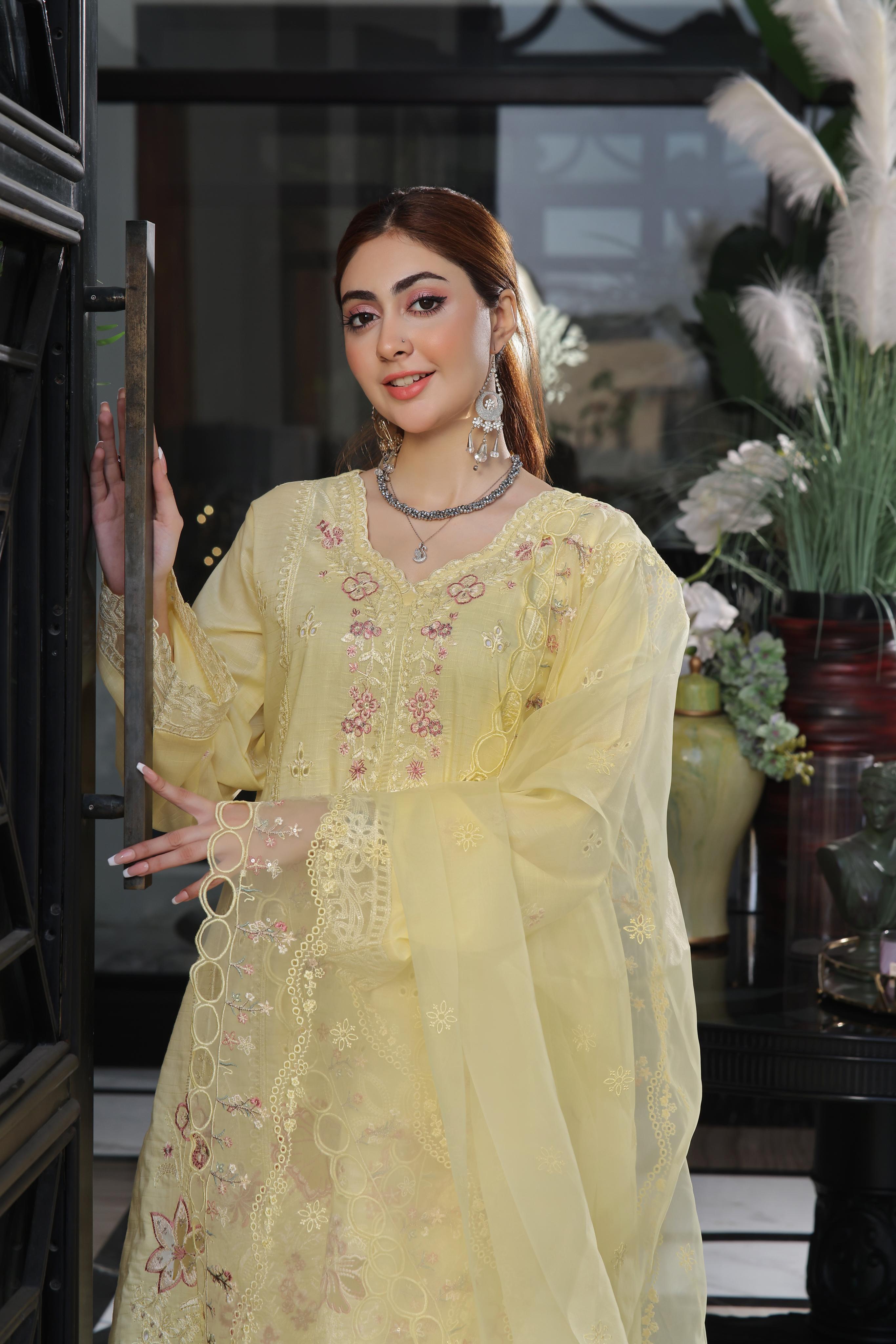 Dressline New Semi Stitched  3 Pcs Premium Emb Chikankari& Laserkari Jacquard Lawn Collection
