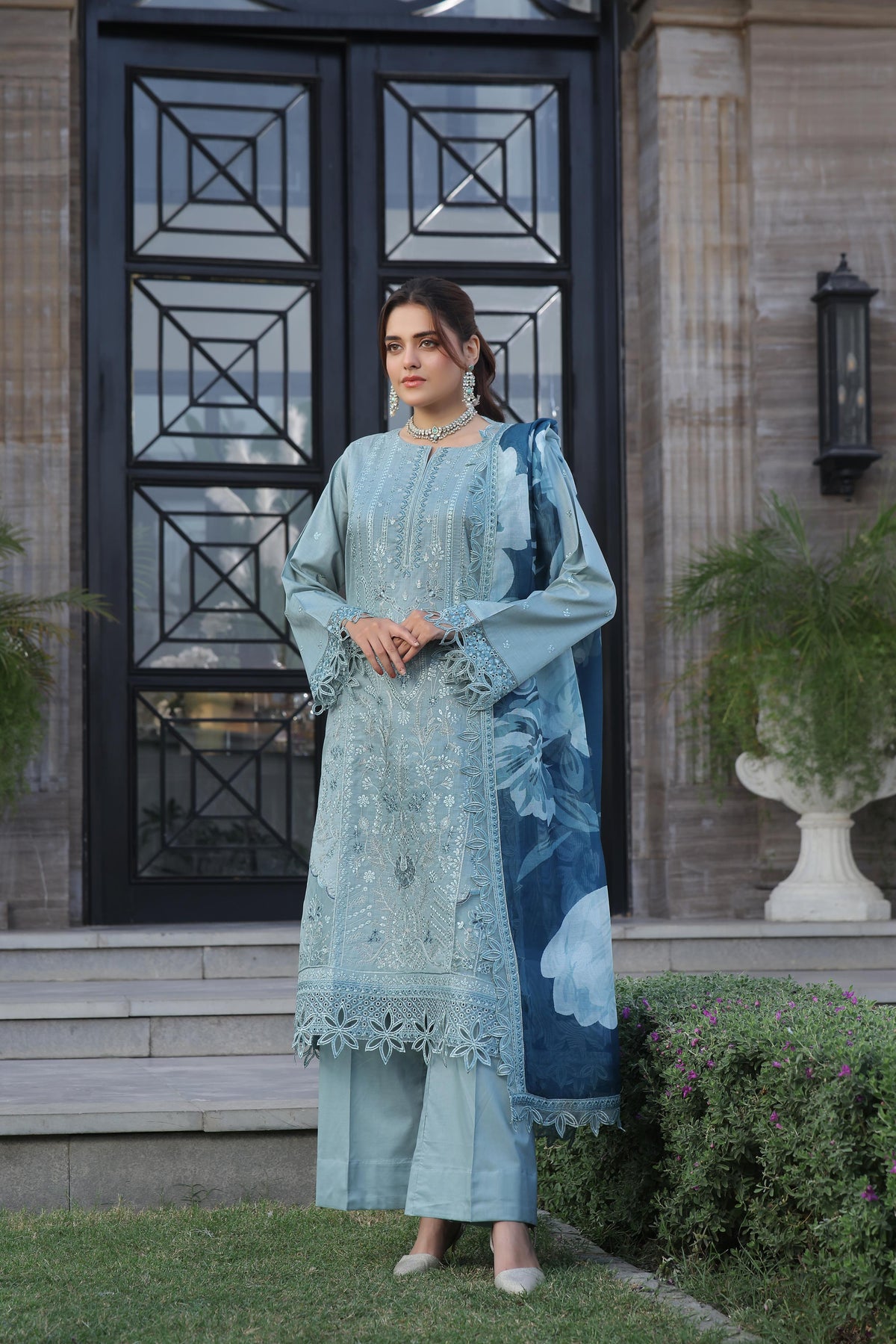 Dressline New Semi Stitched  3 Pcs Premium Emb Chikankari& Laserkari Jacquard Lawn Collection
