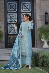 Dressline New Semi Stitched  3 Pcs Premium Emb Chikankari& Laserkari Jacquard Lawn Collection
