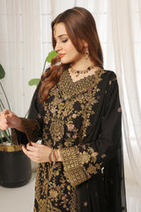 Dressline Lunching New 3 Piece Semi Stitched Luxury Emb ChikankariWith Boring Work Chiffon Collection