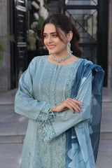 Dressline New Semi Stitched  3 Pcs Premium Emb Chikankari& Laserkari Jacquard Lawn Collection