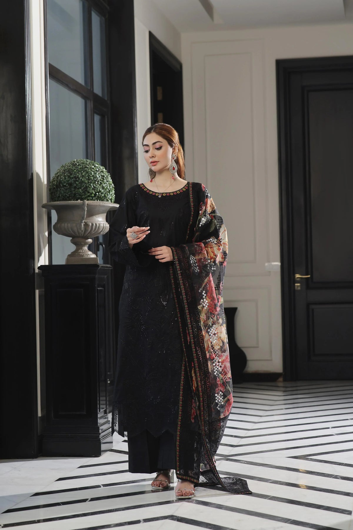 Dressline New Semi Stitched 3 Pcs Premium Boring Lawn Fancy Chikankari & Laserkari Emb Collection