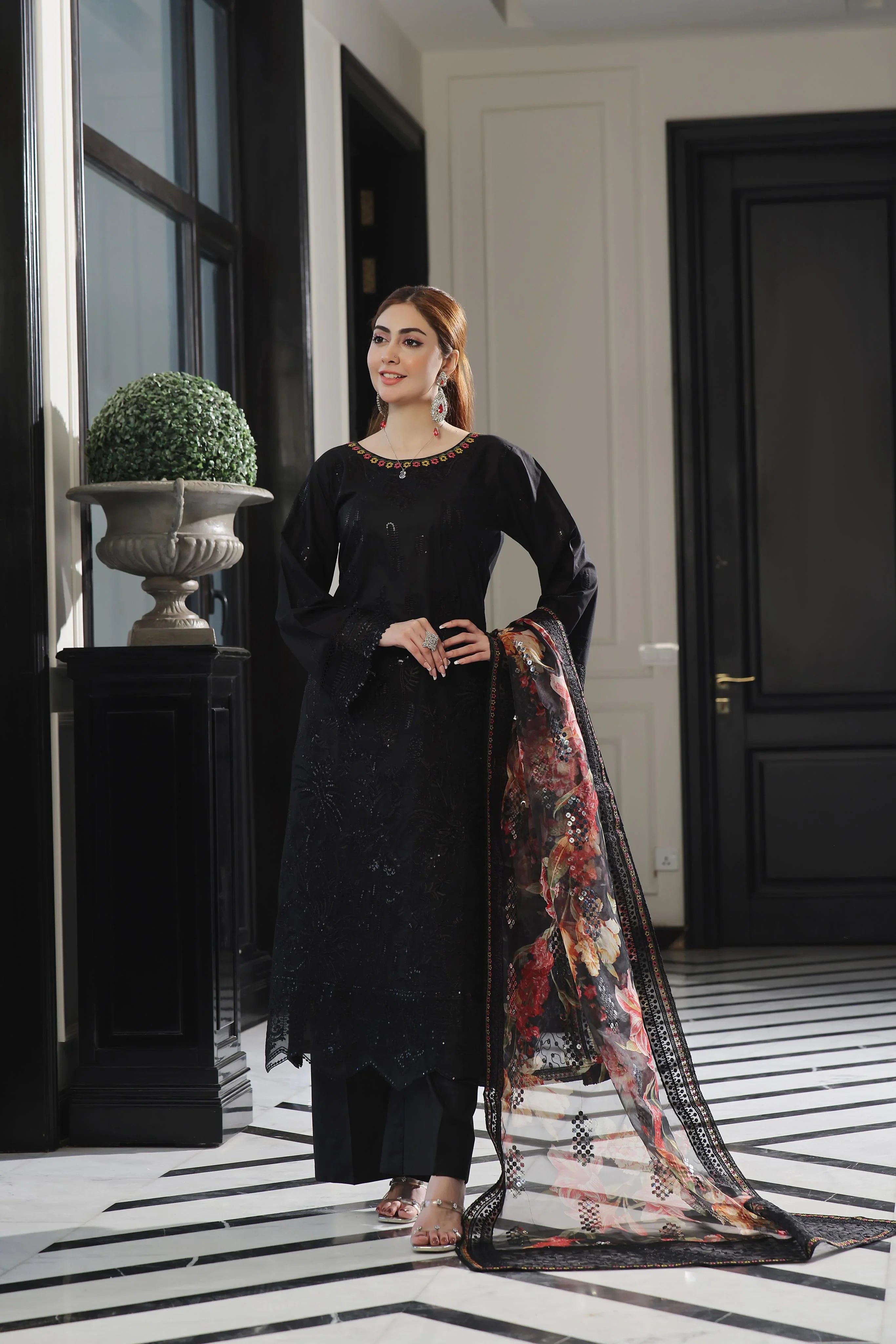 Dressline New Semi Stitched 3 Pcs Premium Boring Lawn Fancy Chikankari & Laserkari Emb Collection