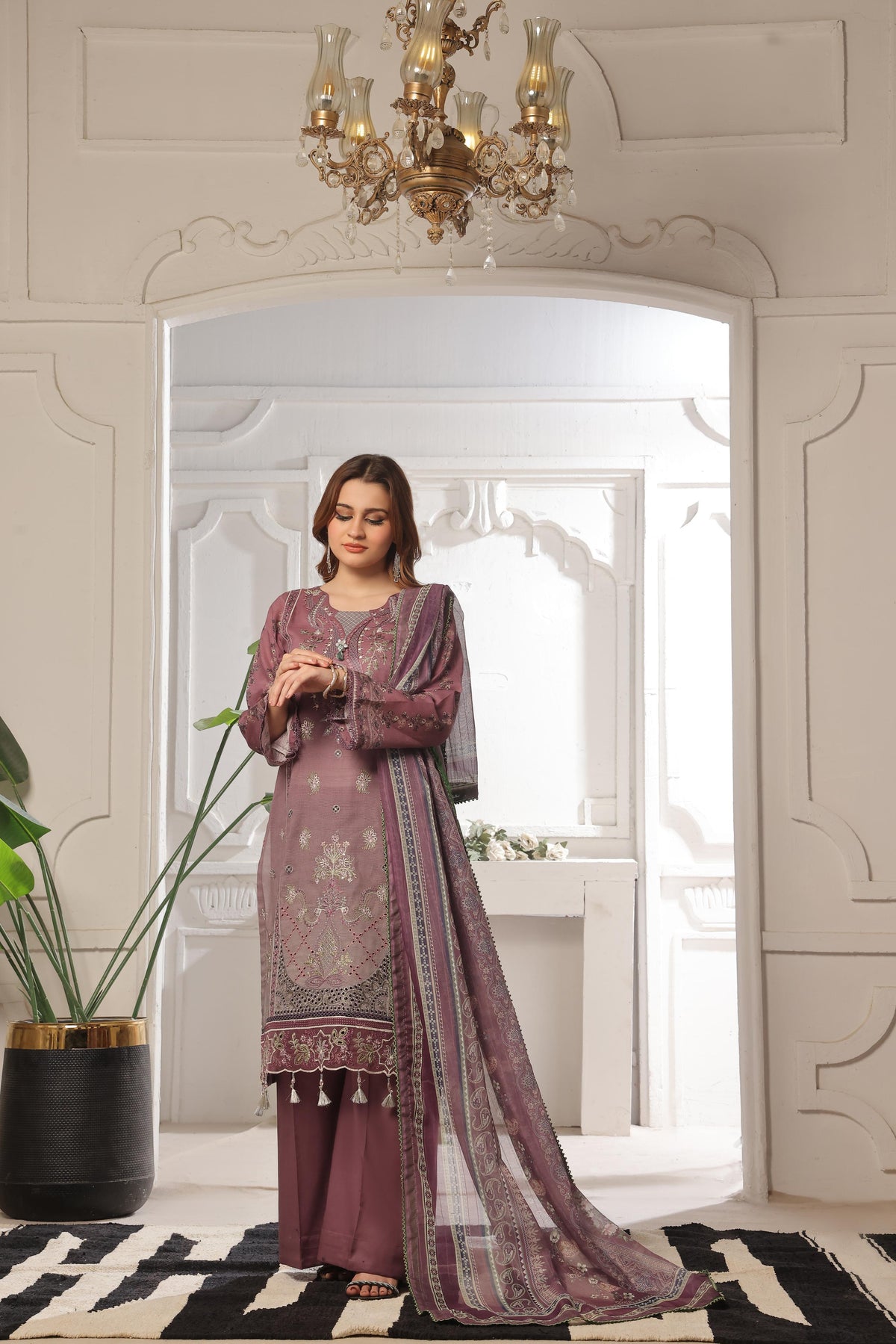 Dressline Launching New Unstitched  3 Pcs Premium Chikankari Emb Digital Printed Bana Dora Lawn Collection
