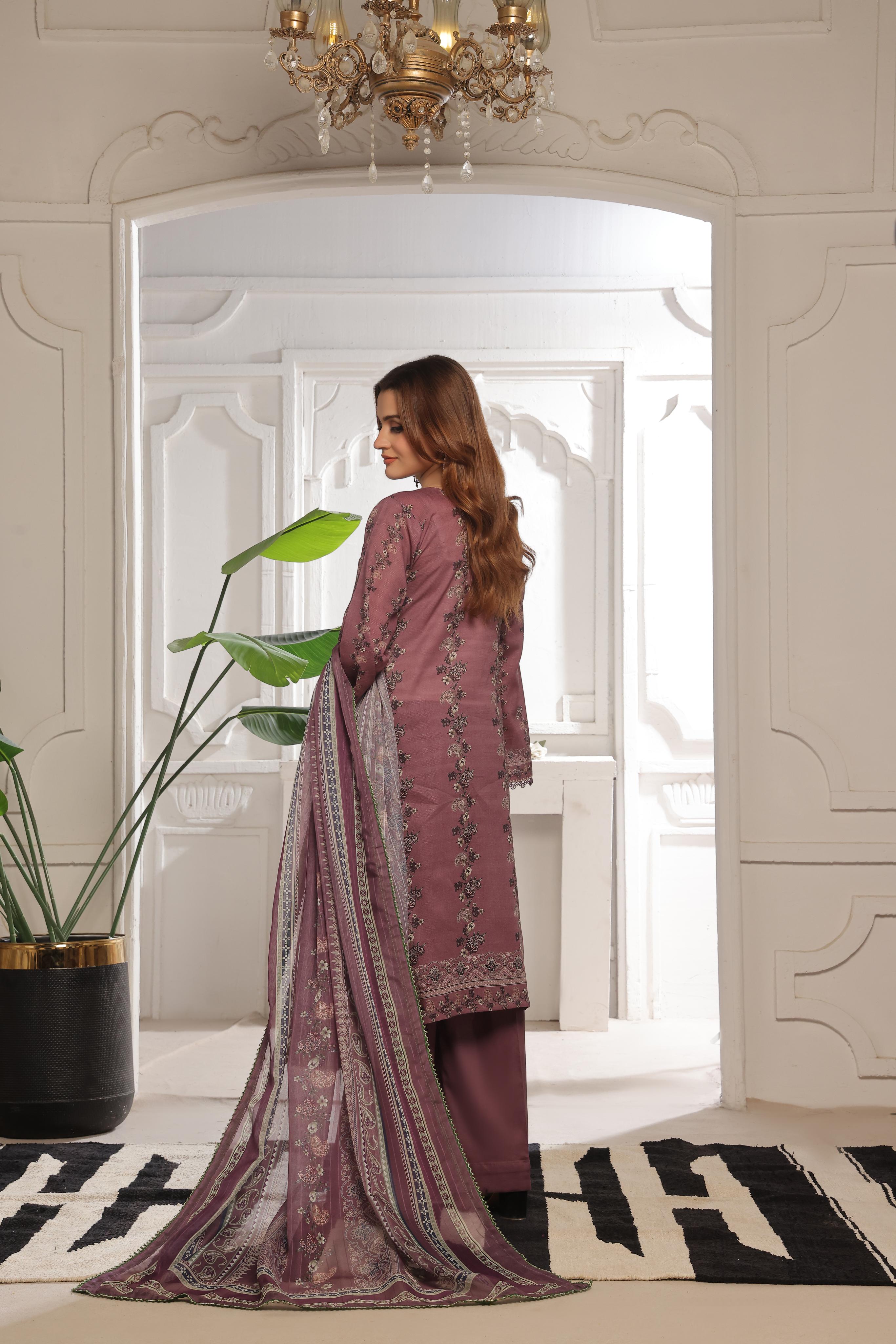 Dressline Launching New Unstitched  3 Pcs Premium Chikankari Emb Digital Printed Bana Dora Lawn Collection