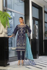 Dressline New Semi Stitched 3 Pcs Premium Boring Lawn Fancy Chikankari & Laserkari Emb Collection