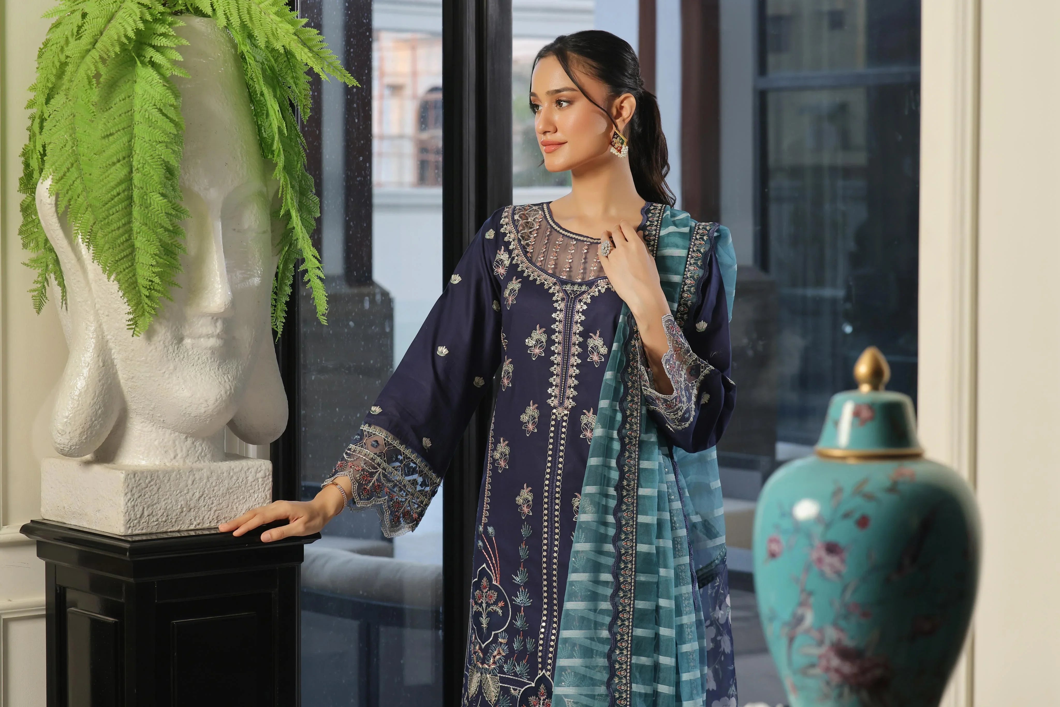 Dressline New Semi Stitched 3 Pcs Premium Boring Lawn Fancy Chikankari & Laserkari Emb Collection