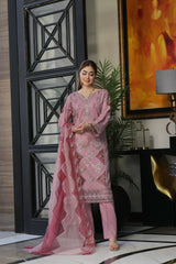 Dressline New Semi Stitched 3 Pcs Premium Boring Lawn Fancy Chikankari & Laserkari Emb Collection