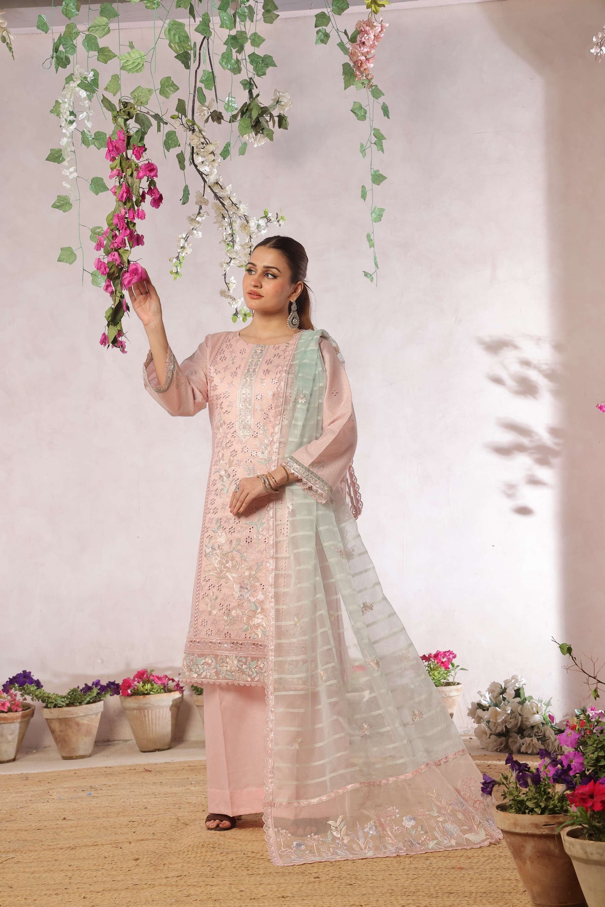 Dressline New Semi Stitched  3 Pcs Premium Emb ChikankariJacquard Lawn Collection