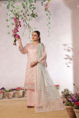 Dressline New Semi Stitched  3 Pcs Premium Emb ChikankariJacquard Lawn Collection