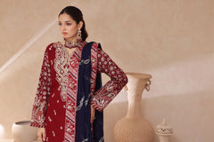 Azrina By Dressline Semi Stitched 3 Piece Chiffon Collection'2025-azrina-DKredBlack