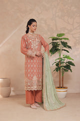 Azrina By Dressline Semi Stitched 3 Piece Chiffon Collection'2025-azrina-LTorange