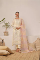 Dressline New Semi Stitched 3 Pcs Emb Viscose Zari Collection