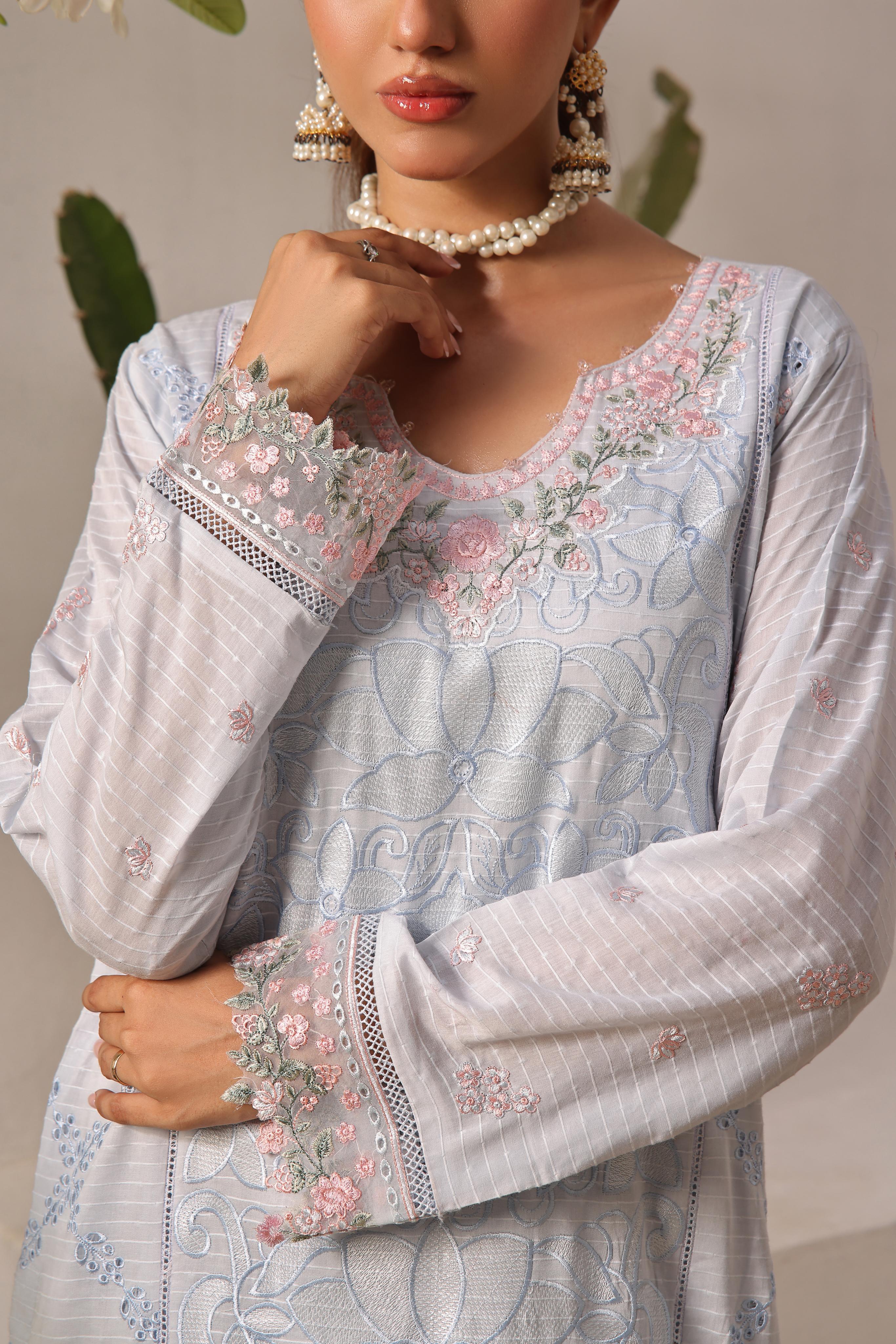 Dressline New Semi Stitched 3 Pcs Emb Viscose Zari Collection