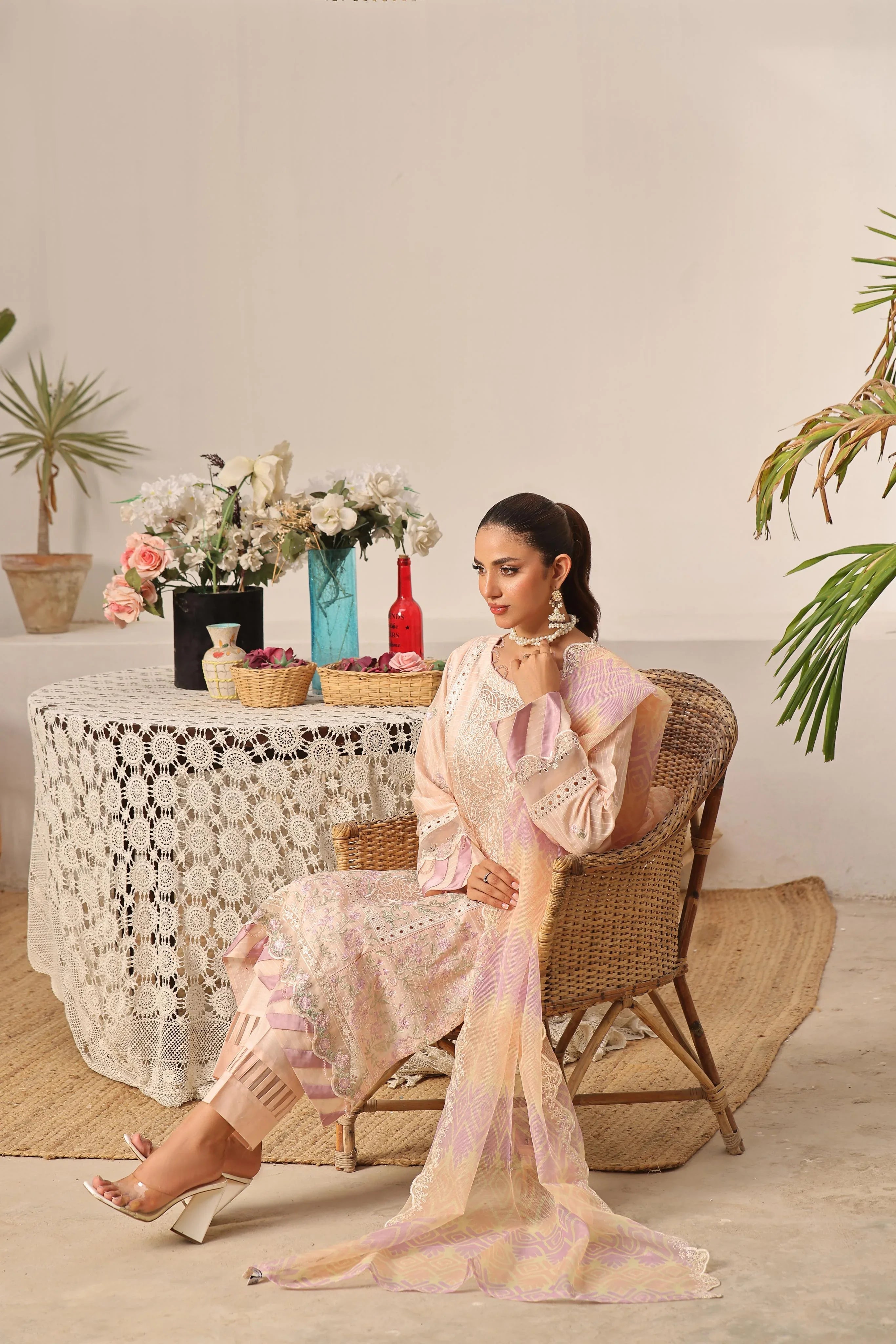 Dressline New Semi Stitched 3 Pcs Emb Viscose Zari Collection