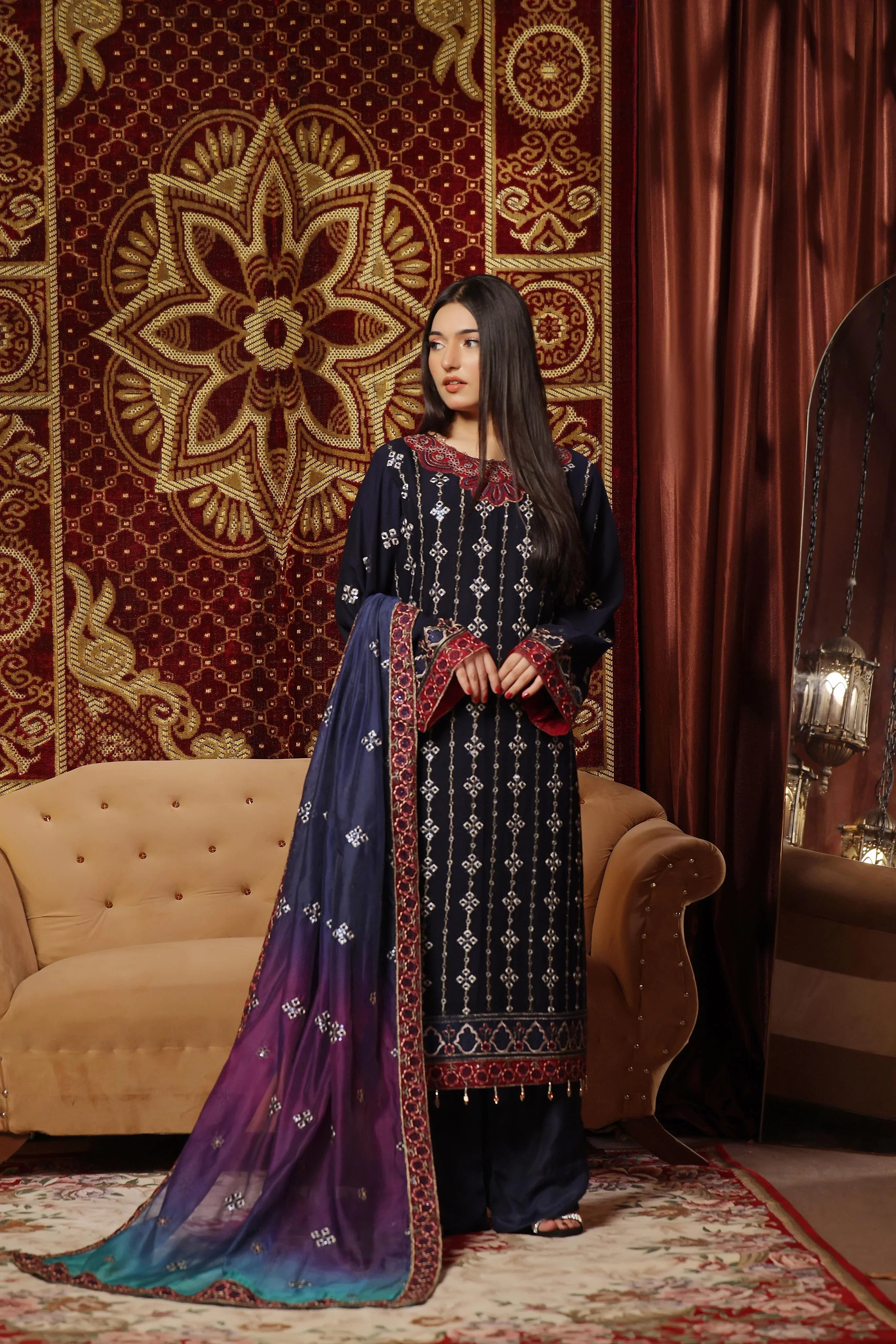 Dressline New Semi Stitched 3 Pc Emb Luxury Chiffon Collection