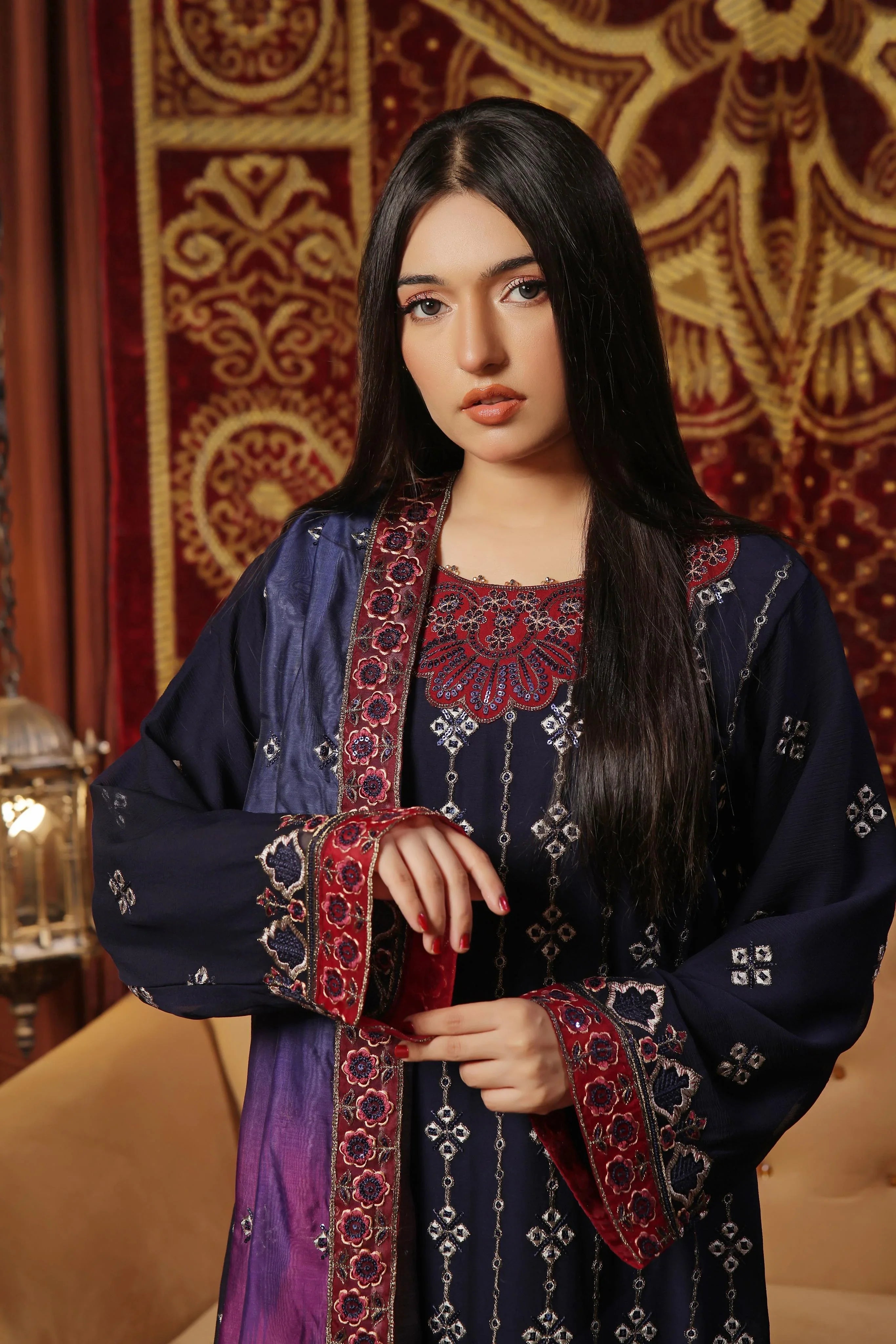 Dressline New Semi Stitched 3 Pc Emb Luxury Chiffon Collection