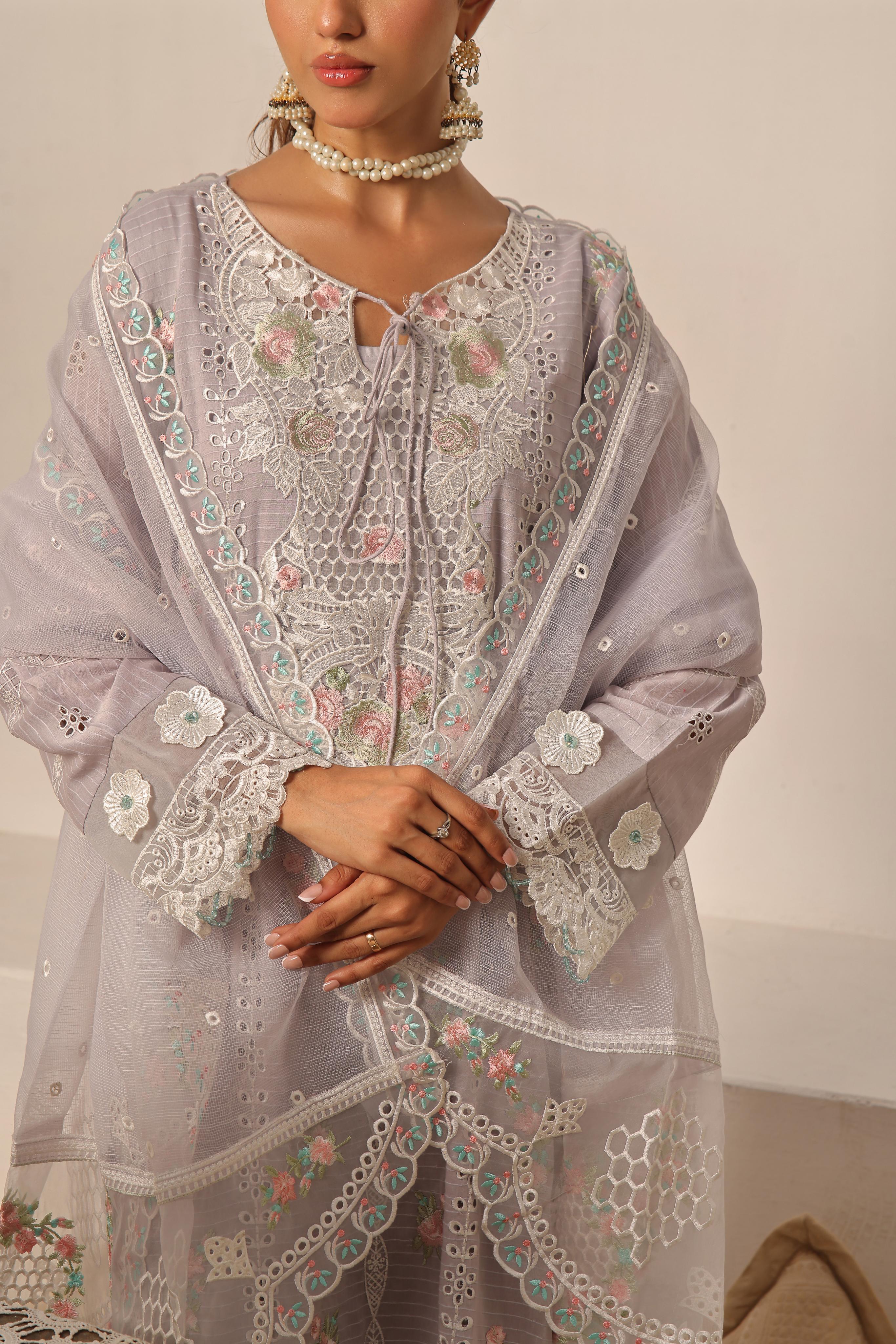 Dressline New Semi Stitched 3 Pcs Emb Viscose Zari Collection