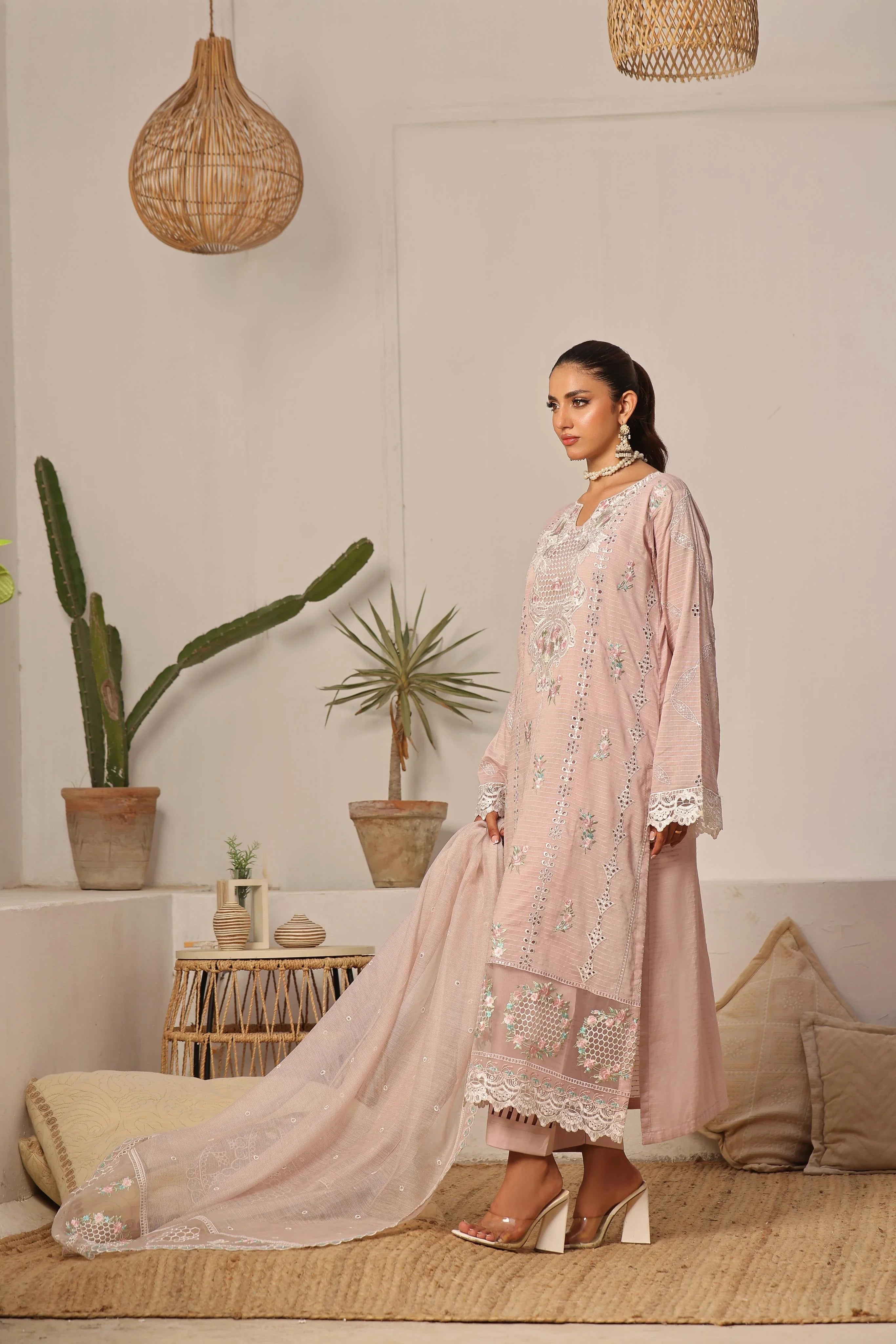 Dressline New Semi Stitched 3 Pcs Emb Viscose Zari Collection