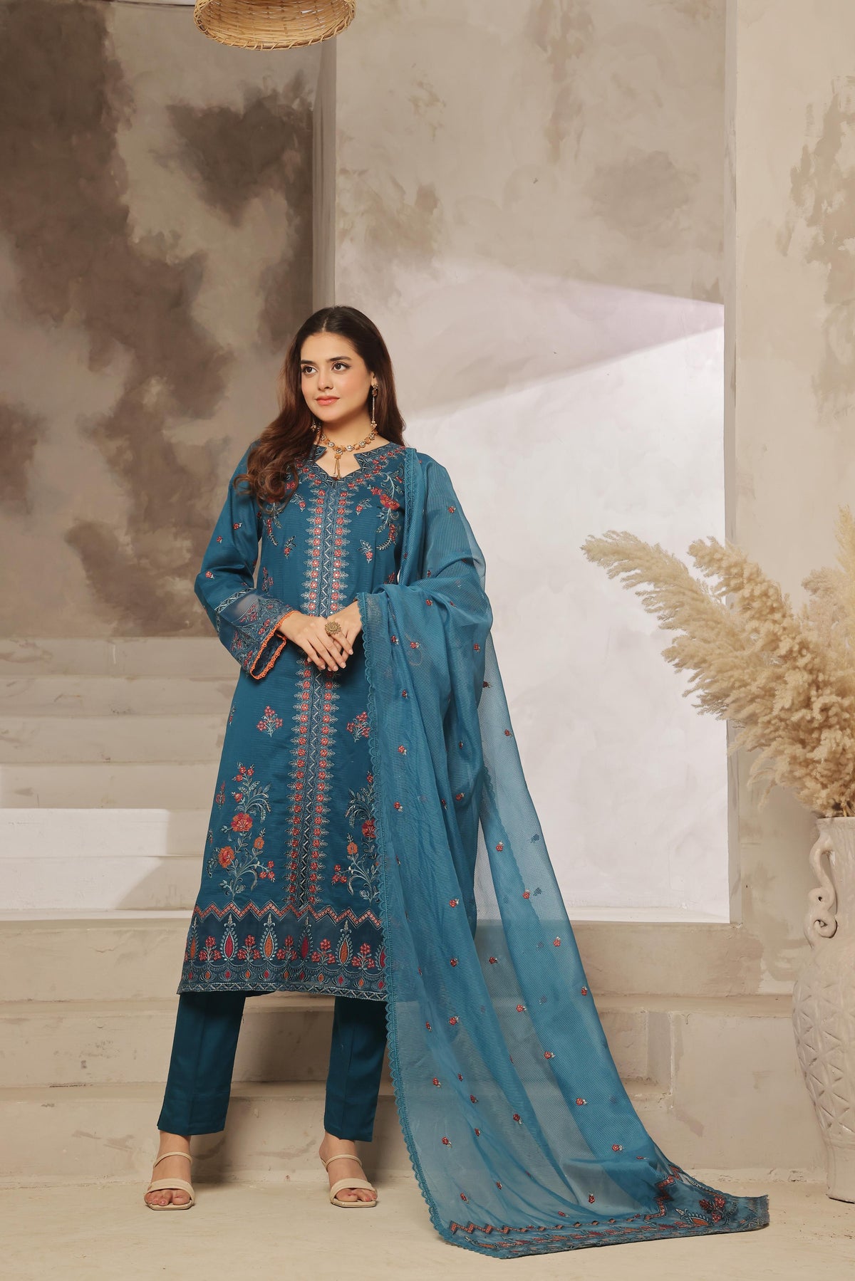 Dressline Launching New Semi Stitched  3 Pcs Premium Emb ChikankariDoriya Lawn Collection