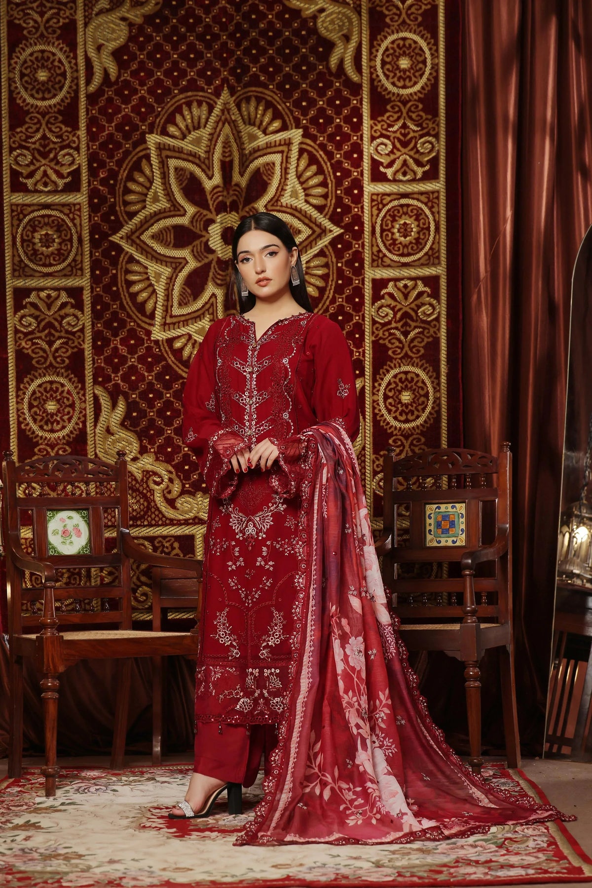 Dressline New Semi Stitched 3 Pc Emb Luxury Chiffon Collection