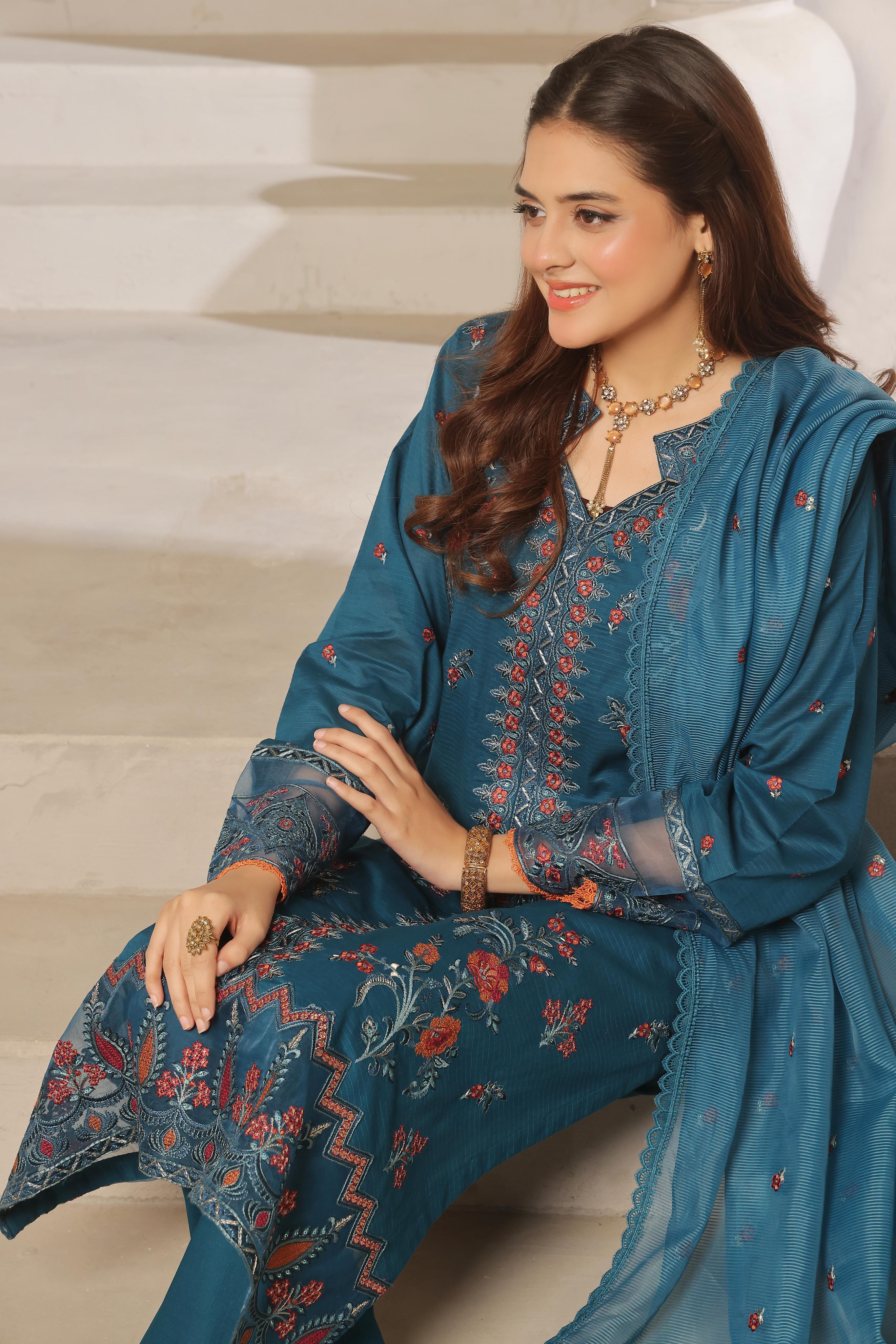 Dressline Launching New Semi Stitched  3 Pcs Premium Emb ChikankariDoriya Lawn Collection