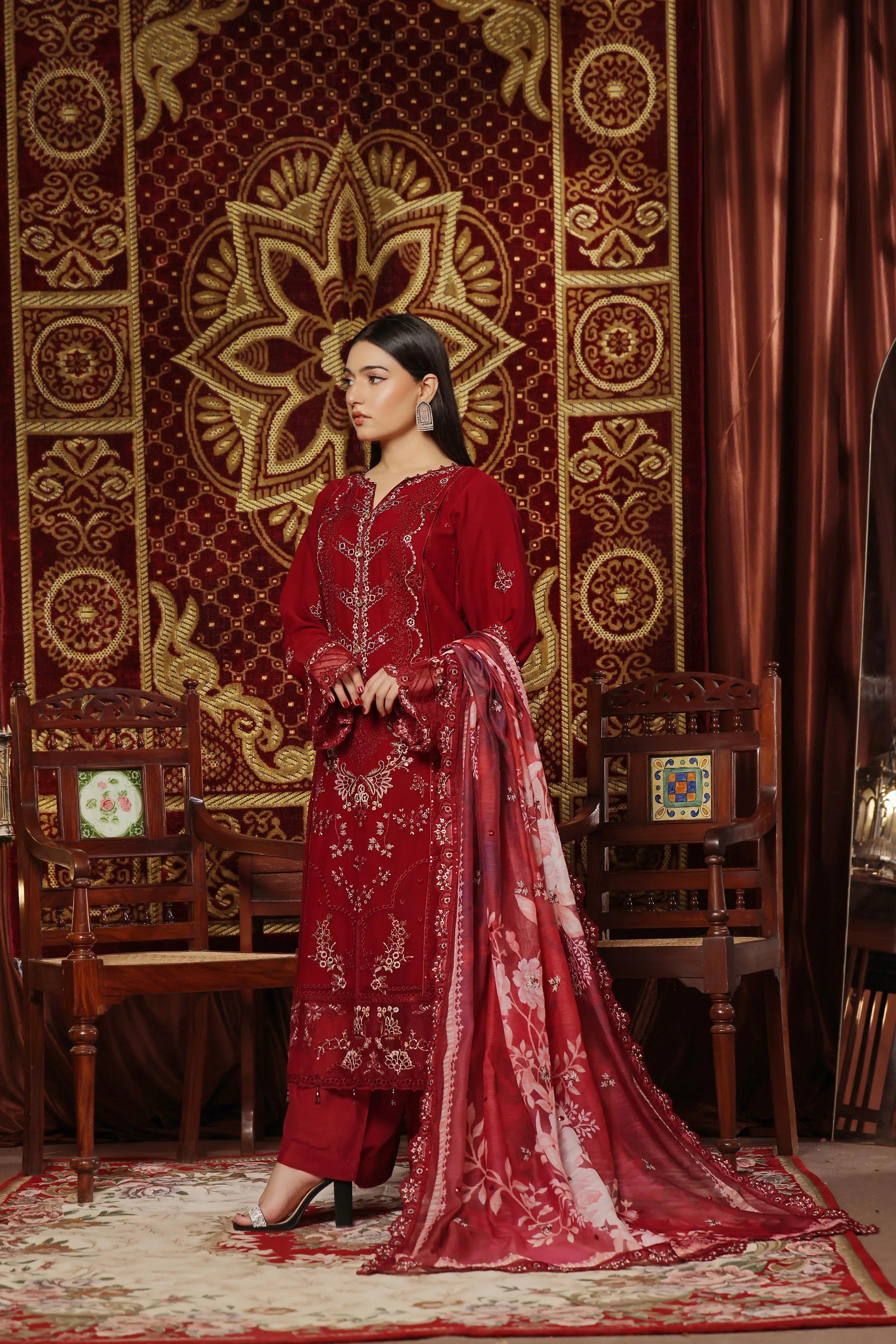 Dressline New Semi Stitched 3 Pc Emb Luxury Chiffon Collection