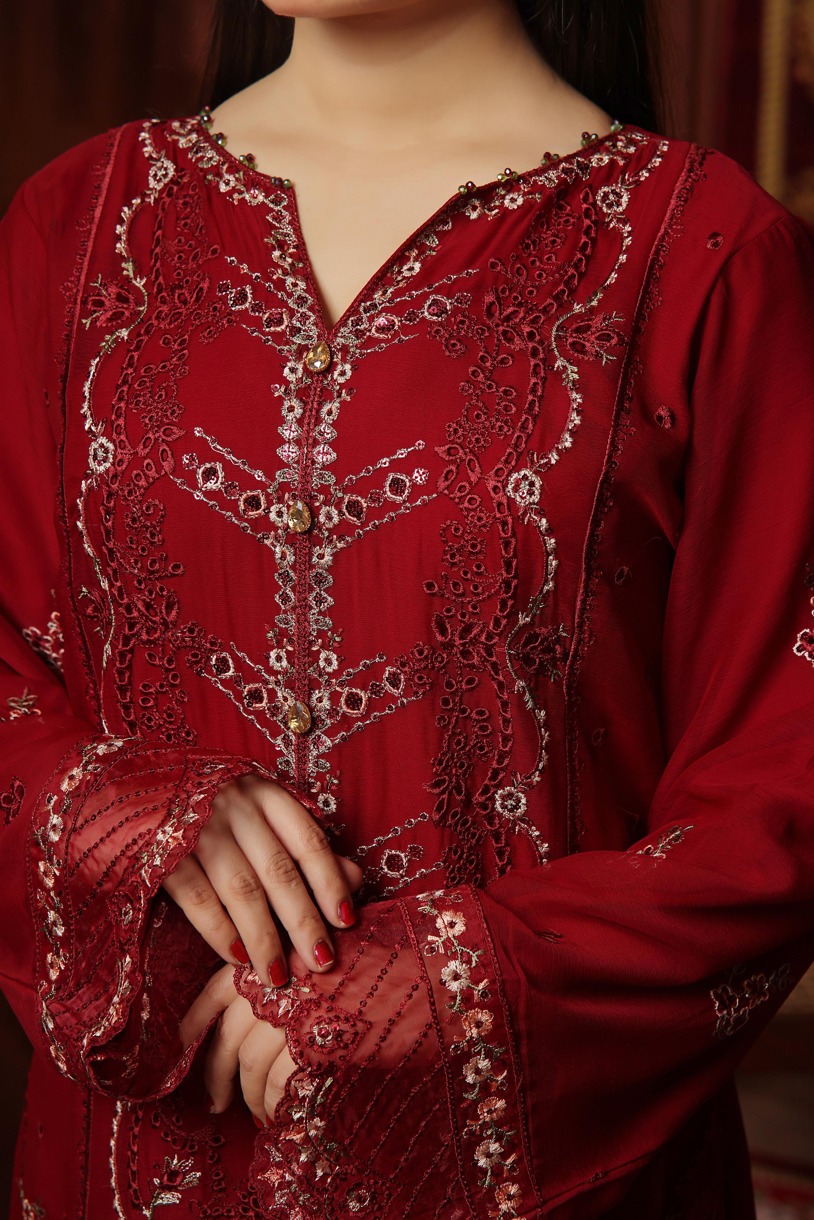 Dressline New Semi Stitched 3 Pc Emb Luxury Chiffon Collection