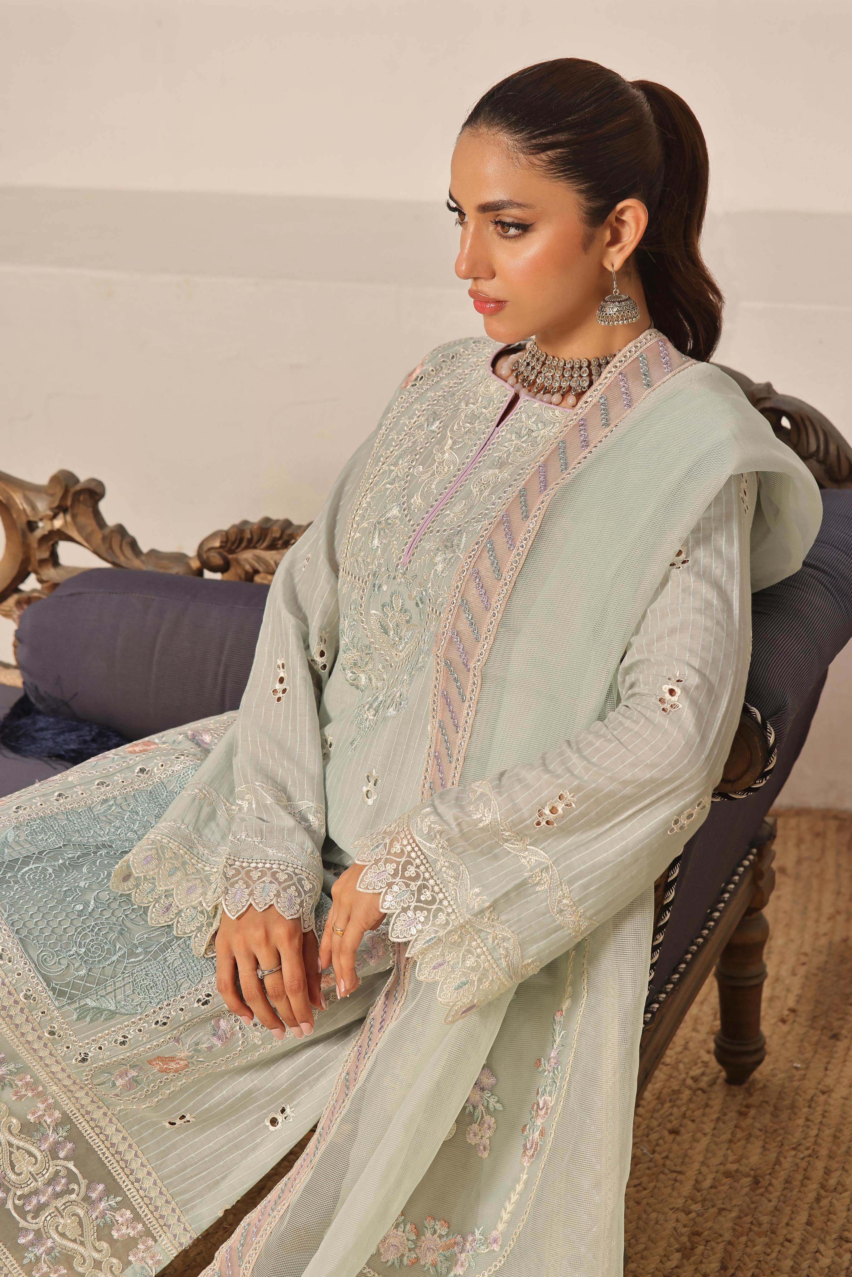 Dressline New Semi Stitched 3 Pcs Emb Viscose Zari Collection