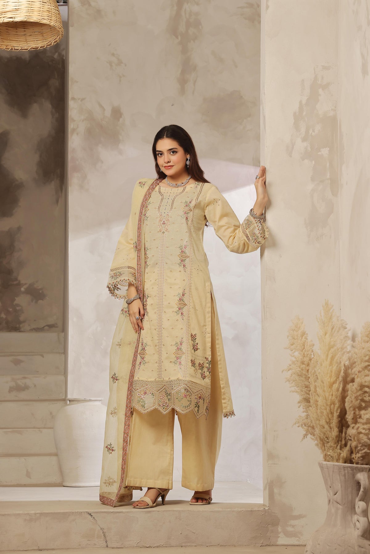 Dressline Launching New Semi Stitched  3 Pcs Premium Emb ChikankariDoriya Lawn Collection
