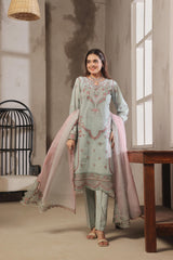 Dressline Launching New Semi Stitched  3 Pcs Premium Emb ChikankariDoriya Lawn Collection