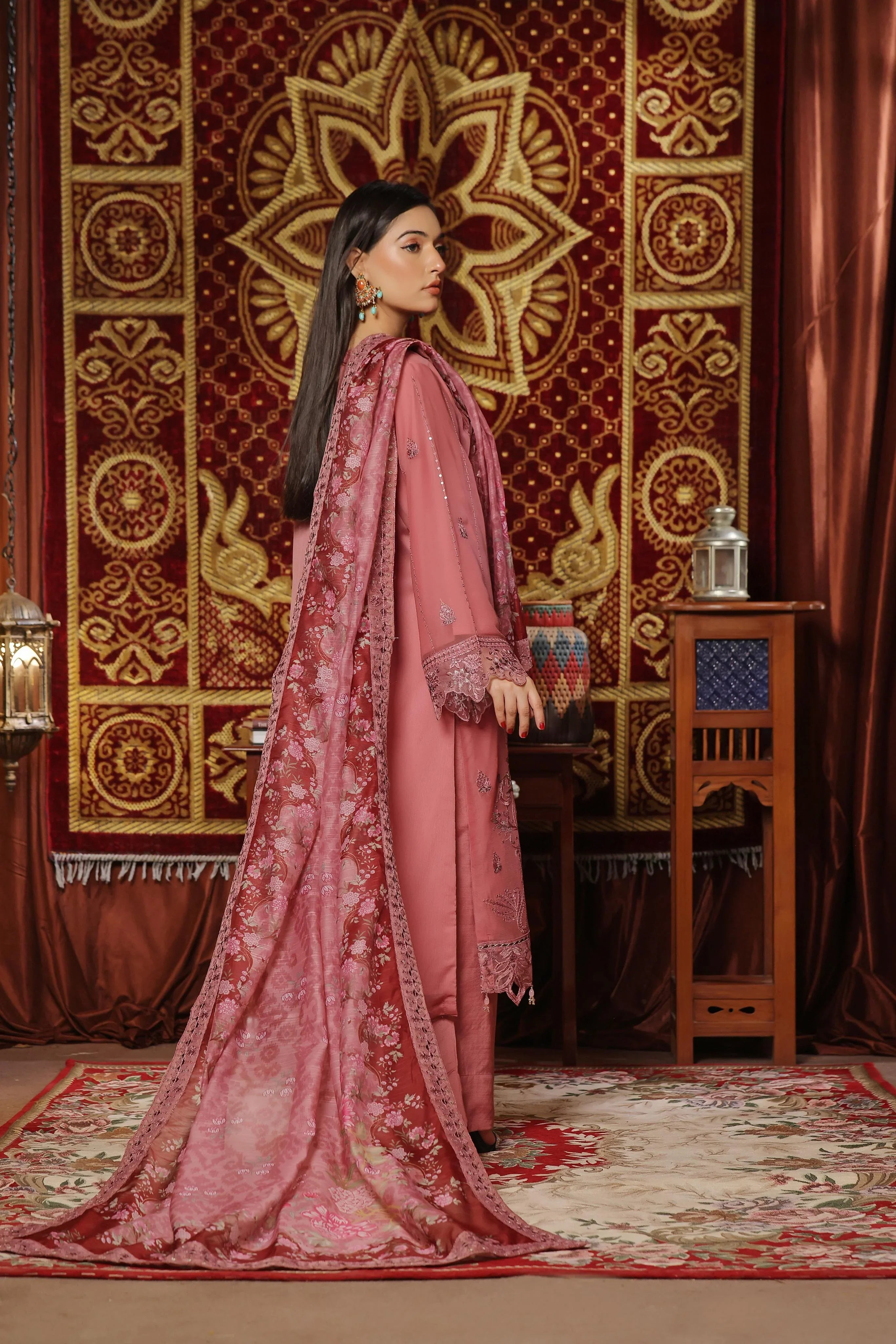 Dressline New Semi Stitched 3 Pc Emb Luxury Chiffon Collection