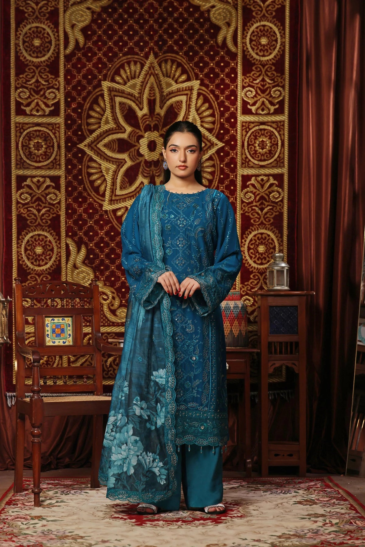 Dressline New Semi Stitched 3 Pc Emb Luxury Chiffon Collection