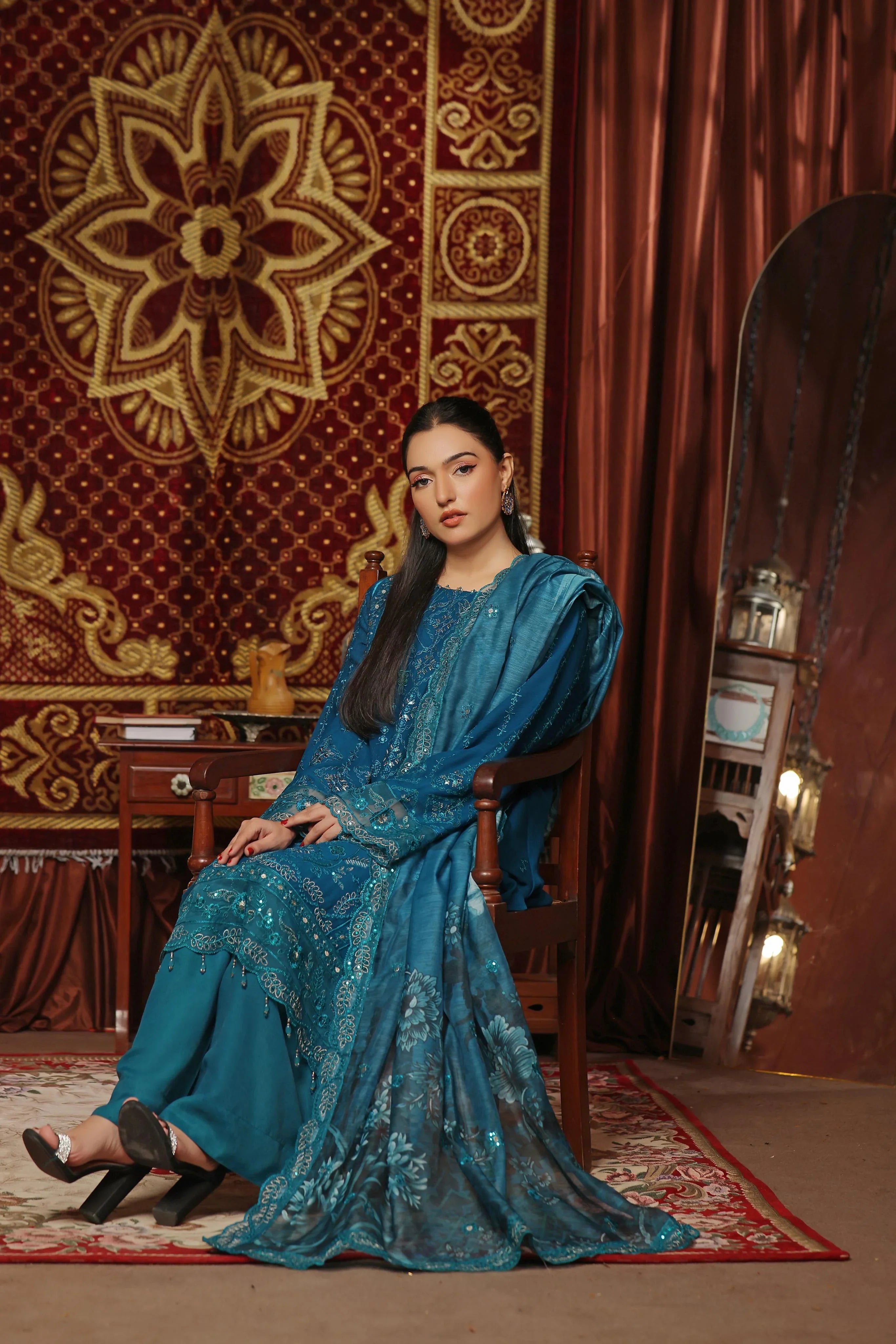 Dressline New Semi Stitched 3 Pc Emb Luxury Chiffon Collection