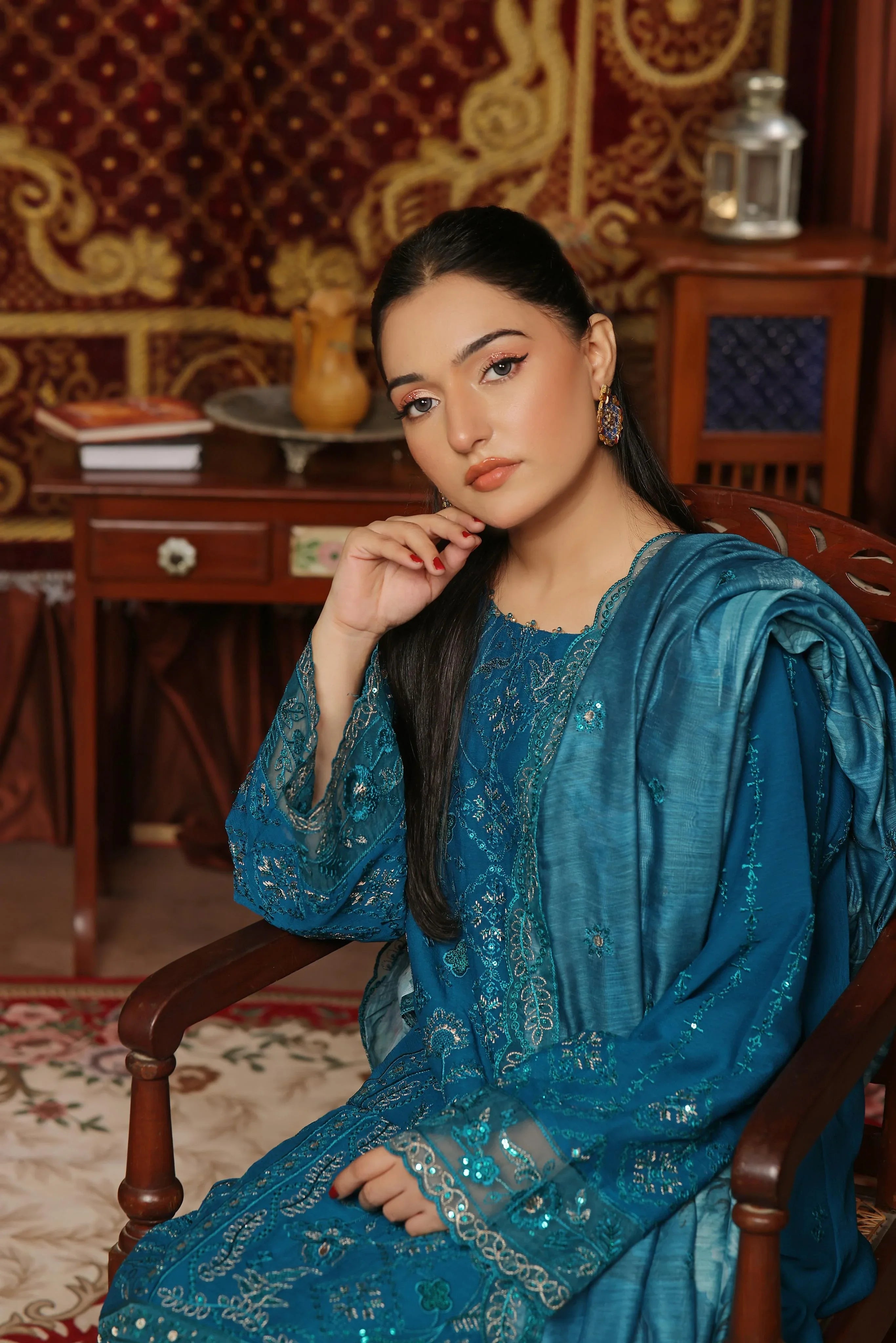 Dressline New Semi Stitched 3 Pc Emb Luxury Chiffon Collection
