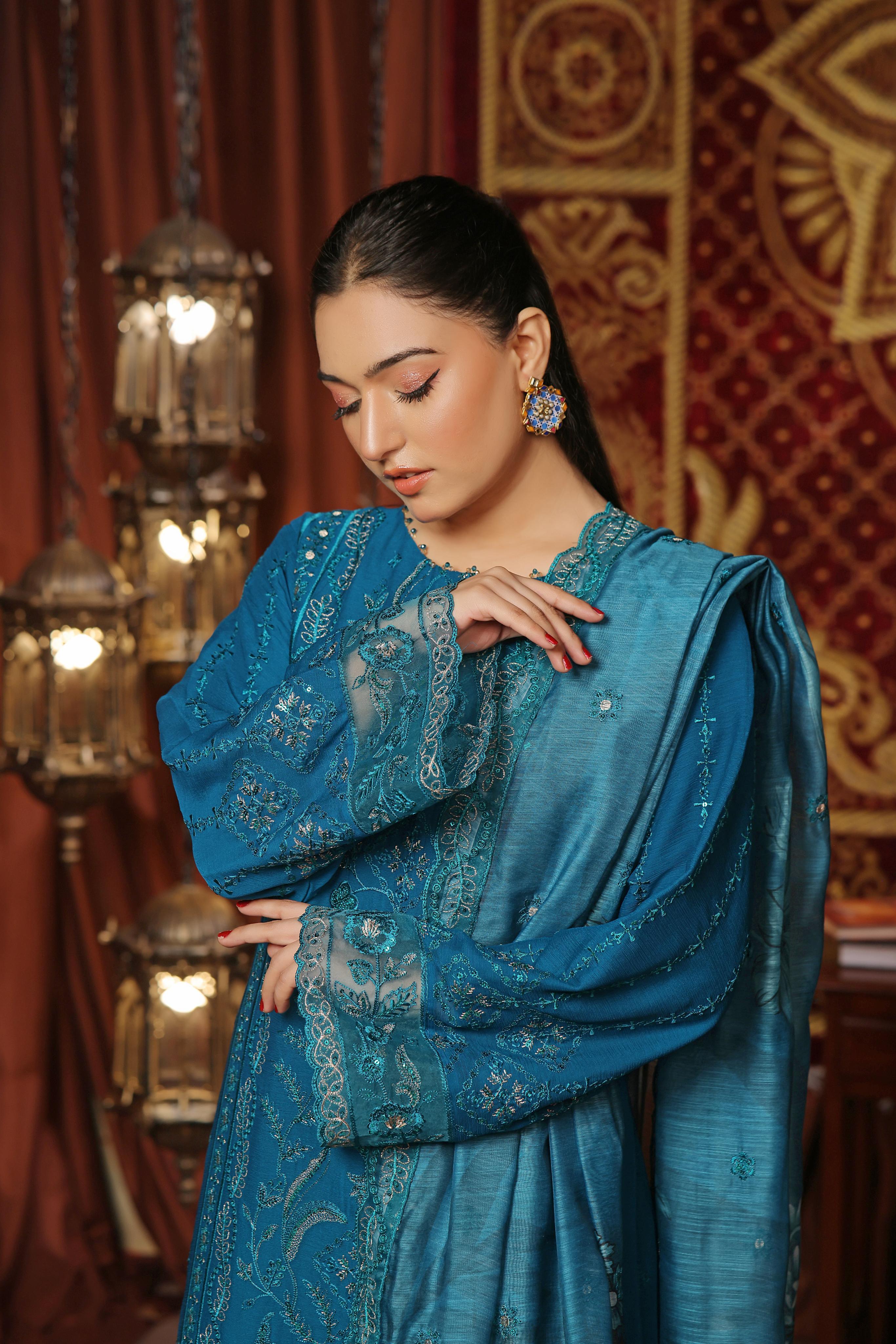 Dressline New Semi Stitched 3 Pc Emb Luxury Chiffon Collection