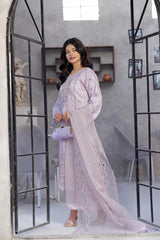 Naaira By Dressline Semi Stitched 3 Piece Organza Formals Collection'2025-naaira-purple