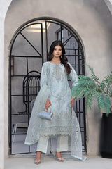 Naaira By Dressline Semi Stitched 3 Piece Organza Formals Collection'2025-naaira-blue
