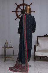 Bin Saeed Exclusive Printed Lawn With Farshi Shalwar Vol-05 Suit-NSM-2173-Blue
