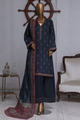 Bin Saeed Exclusive Printed Lawn With Farshi Shalwar Vol-05 Suit-NSM-2173-Blue