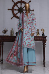Bin Saeed Exclusive Printed Lawn With Farshi Shalwar Vol-05 Suit-NSM-2174-Ferozi