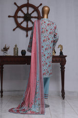 Bin Saeed Exclusive Printed Lawn With Farshi Shalwar Vol-05 Suit-NSM-2174-Ferozi