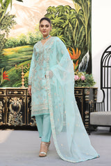 Dressline Semi Stitched 3 Pc Emb Luxury Organza Clutches Collection