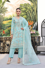 Dressline Semi Stitched 3 Pc Emb Luxury Organza Clutches Collection