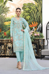 Dressline Semi Stitched 3 Pc Emb Luxury Organza Clutches Collection