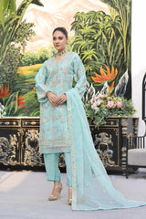 Dressline Semi Stitched 3 Pc Emb Luxury Organza Clutches Collection