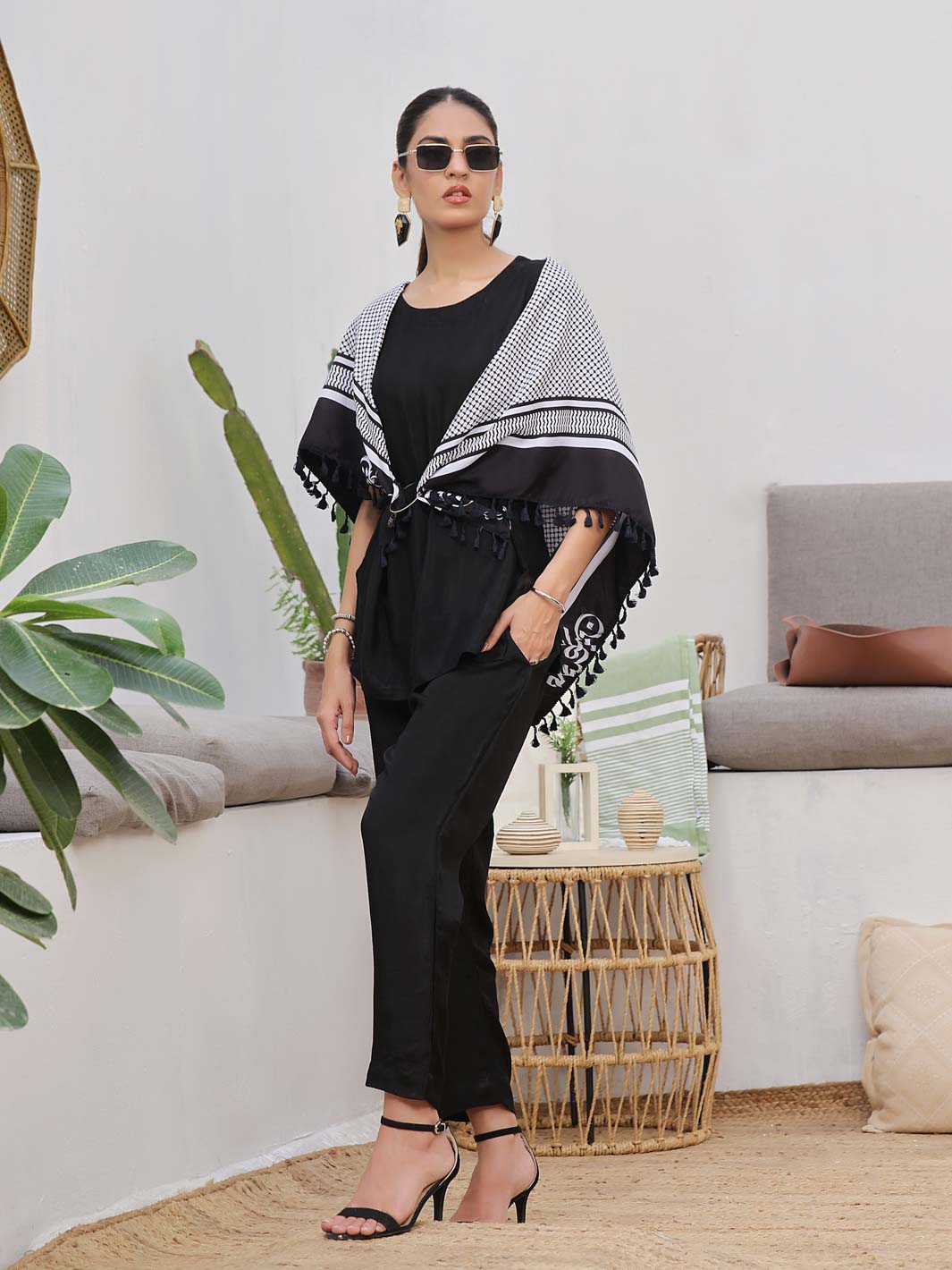 TNG Palestine shoulder Scarf with Lace Collection'2024