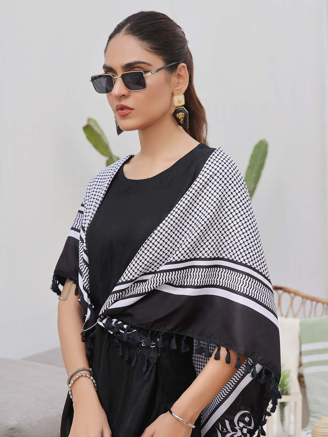 TNG Palestine shoulder Scarf with Lace Collection'2024