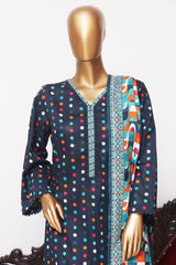 Bin Saeed Exclusive Printed Lawn With Farshi Shalwar Vol-05 Suit-NSM-2176-Blue