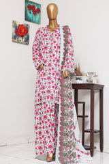 Bin Saeed Exclusive Printed Lawn With Farshi Shalwar Vol-05 Suit-NSM-2178-White